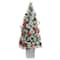 4ft. Pre-Lit Winter Flocked Artificial Christmas Tree in Decorative Planter, White LED Lights
